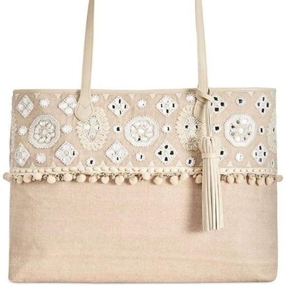 Angel By L. Martino Lily Natural Large Tote - Picture 1 of 7